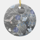 Weihnachtskalender, blaues Silber Keramik Ornament (Vorne)