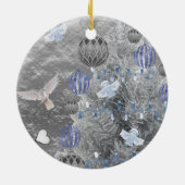 Weihnachtskalender, blaues Silber Keramik Ornament (Hinten)