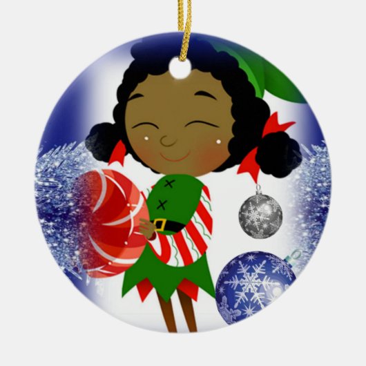 Weihnachtskalender, Elf Keramik Ornament (Vorne)