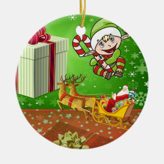 Weihnachtskalender, Elf Keramik Ornament (Vorne)