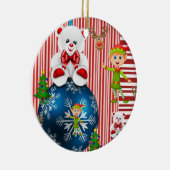 Weihnachtskalender, Elf-Teddy-Bär Keramik Ornament (Rechts)