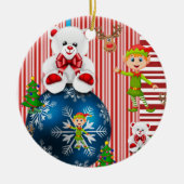 Weihnachtskalender, Elf-Teddy-Bär Keramik Ornament (Vorne)