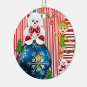 Weihnachtskalender, Elf-Teddy-Bär Keramik Ornament (Links)
