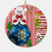 Weihnachtskalender, Elf-Teddy-Bär Keramik Ornament (Hinten)
