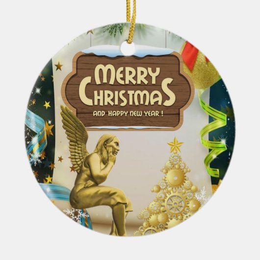 Weihnachtskalender, Engel Keramik Ornament (Vorne)