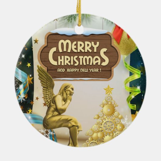 Weihnachtskalender, Engel Keramik Ornament (Hinten)