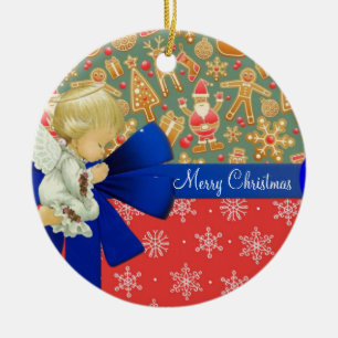 Weihnachtskalender, Engel Keramik Ornament