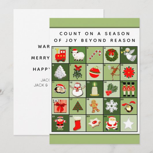 Weihnachtskalender Feiertagskarte (Vorne/Hinten)
