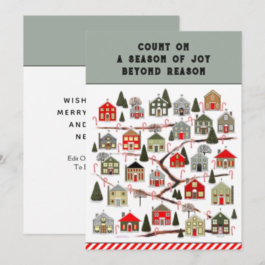 Weihnachtskalender Feiertagskarte (Vorne/Hinten)