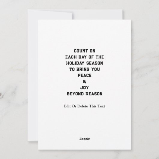 Weihnachtskalender Feiertagskarte (Rückseite)