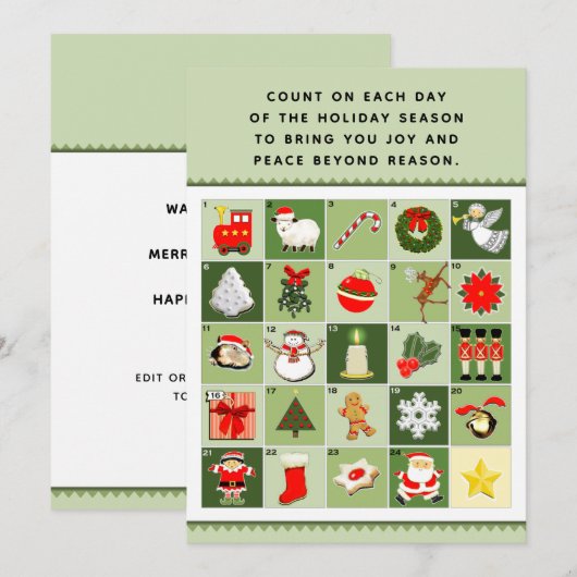 Weihnachtskalender Feiertagskarte (Vorne/Hinten)