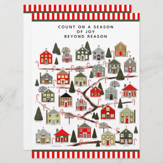 Weihnachtskalender Feiertagskarte (Vorne/Hinten)