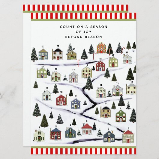 Weihnachtskalender Feiertagskarte (Vorne/Hinten)