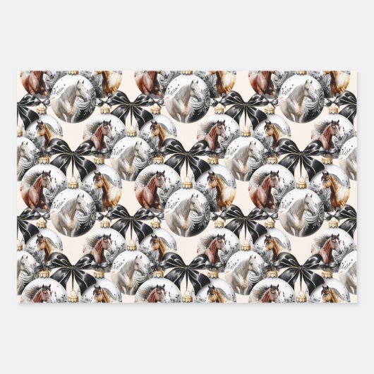 Weihnachtskalender für Pferde in schwarz und gold Geschenkpapier Set (Vorderseite 3)