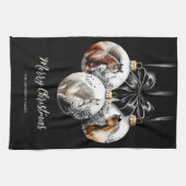 Weihnachtskalender für Pferde in schwarz und gold Geschirrtuch (Horizontal)