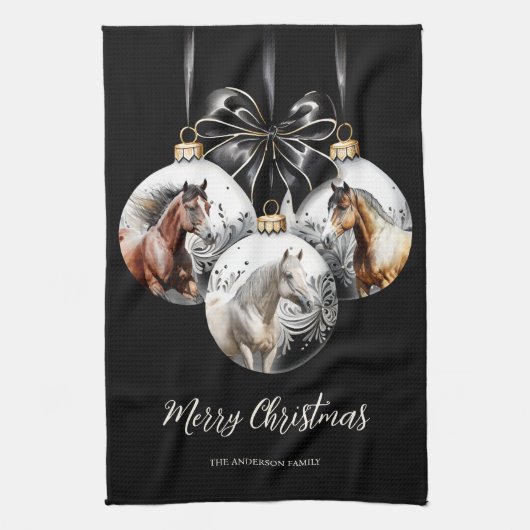Weihnachtskalender für Pferde in schwarz und gold Geschirrtuch (Vertikal)