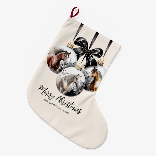 Weihnachtskalender für Pferde in schwarz und gold Großer Weihnachtsstrumpf (Vorderansicht (hängend))