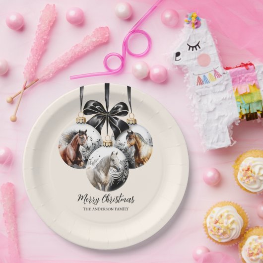 Weihnachtskalender für Pferde in schwarz und gold Pappteller (Party)
