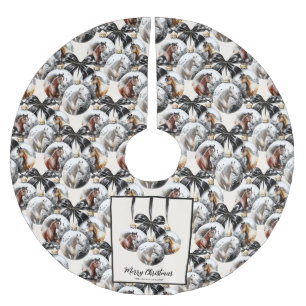 Weihnachtskalender für Pferde in schwarz und gold Polyester Weihnachtsbaumdecke
