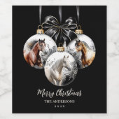 Weihnachtskalender für Pferde in schwarz und gold Weinetikett (Einzelnes Label)