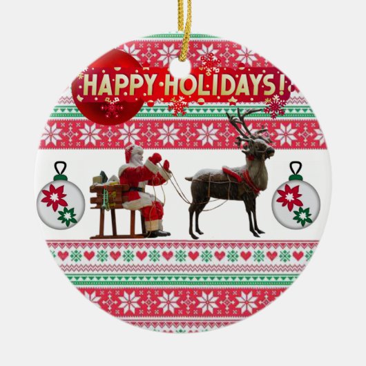 Weihnachtskalender, glücklicher Urlaub Keramik Ornament (Vorne)