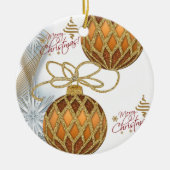 Weihnachtskalender, Goldbälle Keramik Ornament (Vorne)