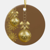Weihnachtskalender, Goldbälle Keramik Ornament (Vorne)