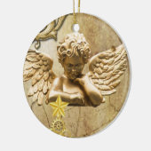 Weihnachtskalender, Goldener Engel Keramik Ornament (Links)