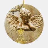 Weihnachtskalender, Goldener Engel Keramik Ornament (Hinten)