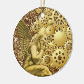 Weihnachtskalender, Goldener Engel Keramik Ornament (Links)