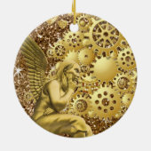 Weihnachtskalender, Goldener Engel Keramik Ornament (Hinten)