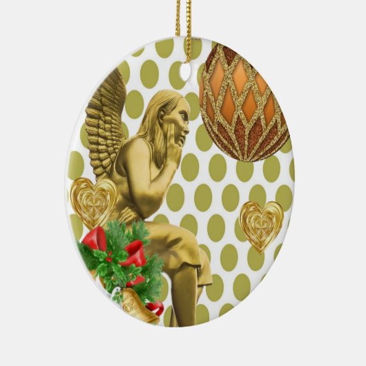 Weihnachtskalender, Goldener Engel Keramik Ornament (Rechts)
