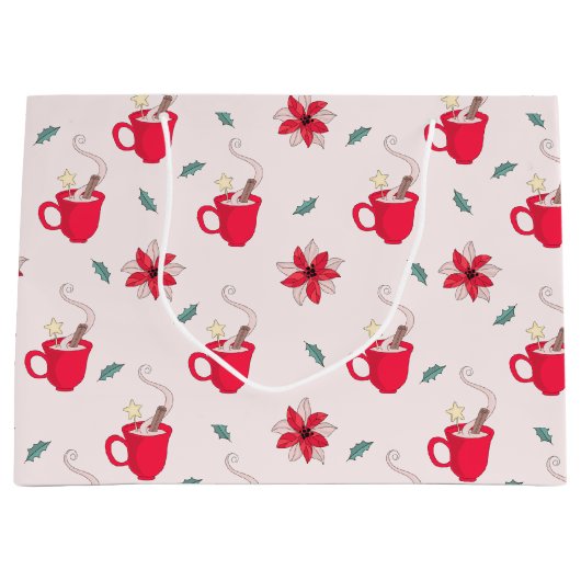 Weihnachtskalender | Poinsettia Blume Große Geschenktüte (Vorderseite)