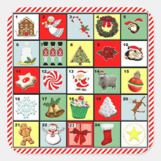 Weihnachtskalender Quadratischer Aufkleber