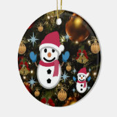 Weihnachtskalender, Schneemann Keramik Ornament (Links)