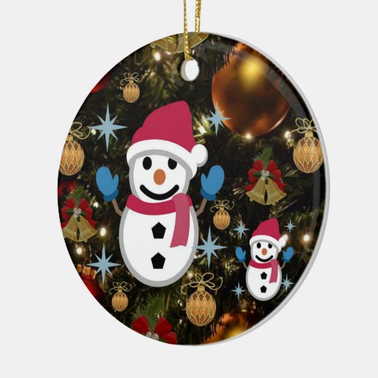 Weihnachtskalender, Schneemann Keramik Ornament (Links)