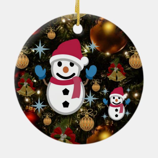 Weihnachtskalender, Schneemann Keramik Ornament (Hinten)