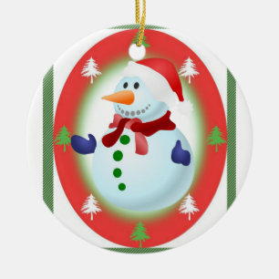 Weihnachtskalender, Schneemann Keramik Ornament