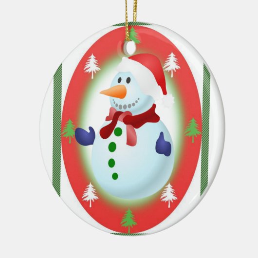 Weihnachtskalender, Schneemann Keramik Ornament (Links)