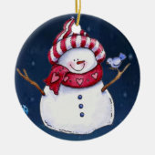 Weihnachtskalender, Schneemann Keramik Ornament (Vorne)