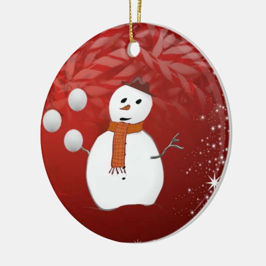 Weihnachtskalender, Schneemann Keramik Ornament (Links)