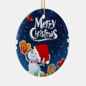 Weihnachtskalender, Schneemann Keramik Ornament (Rechts)