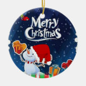 Weihnachtskalender, Schneemann Keramik Ornament (Vorne)