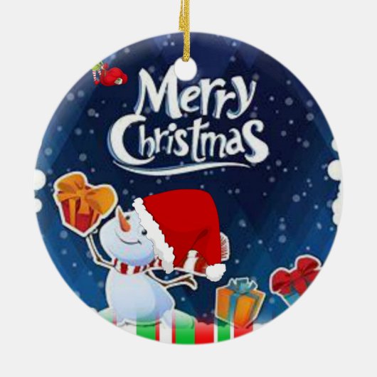 Weihnachtskalender, Schneemann Keramik Ornament (Hinten)