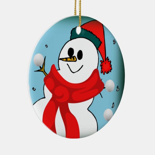 Weihnachtskalender, Schneemann Keramik Ornament (Rechts)
