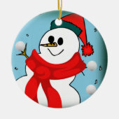 Weihnachtskalender, Schneemann Keramik Ornament (Vorne)