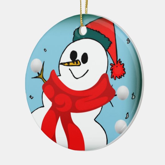Weihnachtskalender, Schneemann Keramik Ornament (Links)