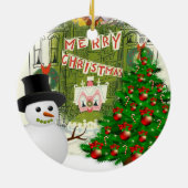 Weihnachtskalender, Schneemann Keramik Ornament (Hinten)