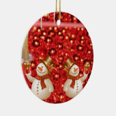 Weihnachtskalender, Schneemann Keramik Ornament (Rechts)