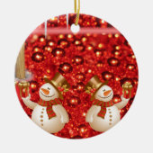 Weihnachtskalender, Schneemann Keramik Ornament (Vorne)